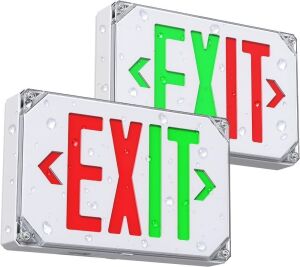 Wet Location LED Exit Sign Red/Green Color Switchable, 2 Pack 