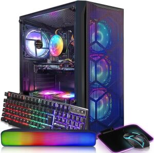  STGAubron Gaming Desktop Computer, Intel Core I7 3.4 GHz up to 3.9 GHz,Radeon RX 580 8G GDDR5,16G RAM, 512G SSD,WiFi, Bluetooth 5.0,RGB Fanx6, RGB Keyboard&Mouse&Mouse Pad, RGB BT Sound Bar