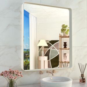 WEER Rounded Rectangle White Metal Frame Mirror