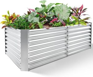 Land Guard 8×4×2 ft Galvanized Raised Garden Bed