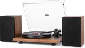 1 by ONE Bluetooth Turntable HiFi System with 36 Watt Bookshelf Speakers