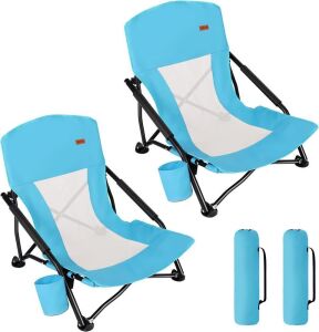 TOBTOS Low Beach Chair, 2 Pack