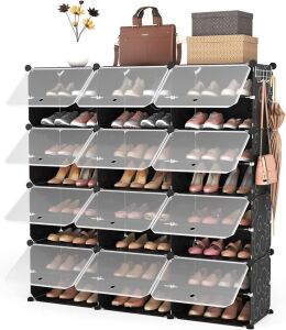 Portable Shoe Rack Organizer Cabinet with Doors