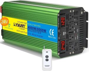 LVYUAN 4000 Watt Heavy Duty Pure Sine Wave Power Inverter 24V DC to 110V/120V AC 