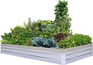  FOYUEE Galvanized Raised Garden Bed, 8x4x1ft 