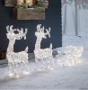 Lights4fun, Inc. Set of 2 Reindeer & Sleigh 240 Dual Color LED Christmas Light Up Figures Decoration for Indoor Outdoor Use