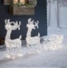Lights4fun, Inc. Set of 2 Reindeer & Sleigh 240 Dual Color LED Christmas Light Up Figures Decoration for Indoor Outdoor Use