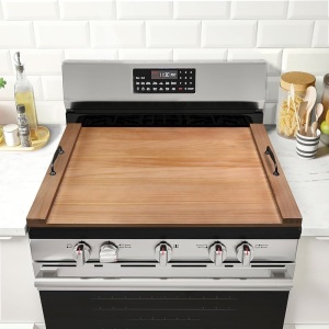 Electric Stove Top Cover for Gas Stove with Handles, Wood Noodle Board(Pine Wood) 