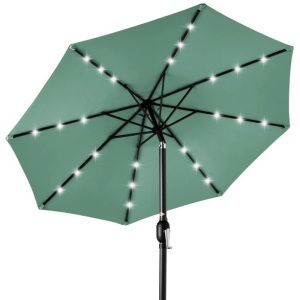 Solar LED Lighted Patio Umbrella w/ Tilt Adjustment, UV-Resistant- 10ft