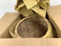 Vintage Hyacinth Storage Tote Basket, Organizer w/ Lid