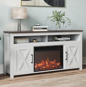 TV Stand with 23" Electric Fireplace Heater with Sound, TV Stand for TVs up to 60"