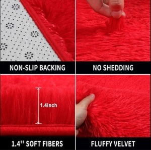 Red Soft Area Rug for Bedroom,5 Feet x 8 Feet,Fluffy