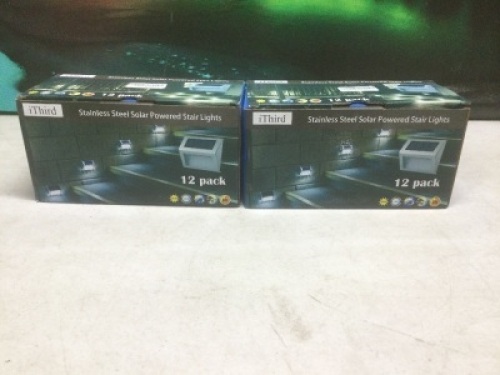 Lot of (2) iThird Stainless Steel Solar Powered Stair Lights, 12 Pack - New&nbsp;