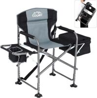 Coumy Oversized Folding Heavy Duty High Directors Chair with Cooler Bag & Side Table, 400lb Capacity