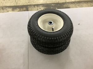 Air Filled Lawnmower Tires on Wheel 13x5.00-6", 3" Centered Hub, 3/4" Greased Bushing, Set of 2 