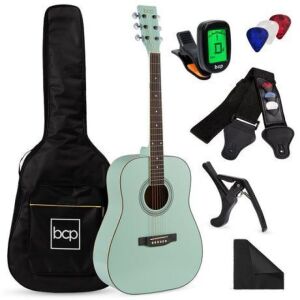 41in Acoustic Guitar Starter Kit w/ Digital Tuner, Padded Case, Picks, Strap