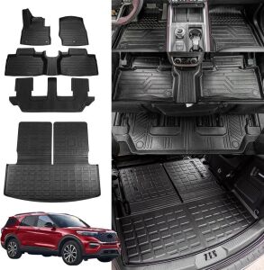  Rongtaod Floor Mats for 2020-2024 Ford Explorer 7 Seats Trunk Mat with Back Seat Cover Protector and Floor Mats