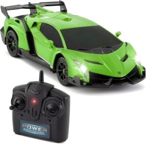 Best Choice Products 1:24 Scale Kids Licensed RC Lamborghini Veneno Car, Head and Taillights - Green