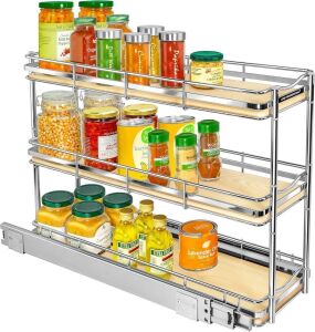 LYNK Professional Elite Pull Out 3 Tier Spice Rack Cabinet Organizer 6" x 21" 