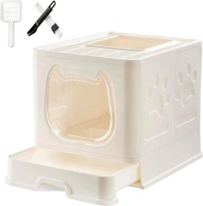 Gefryco Foldable Top Entry Cat Litter Box with Lid