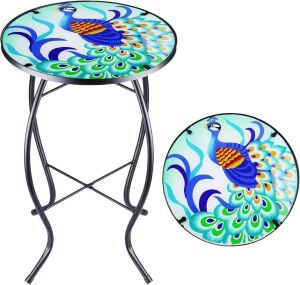 Arbuxzuy Peacock Patio Side Table 14" 