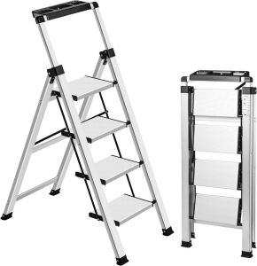 Aluminum 4 Step Ladder, 330lb Capacity 