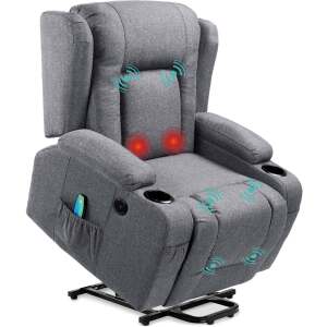 Electric Power Lift Recliner Message Chair w/ Heat, USB Port, Cupholders