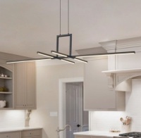 Zicbol Black Led Chandelier 47in Modern Linear Pendant Light Kitchen Island