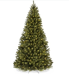 Pre-Lit Artificial Spruce Christmas Tree w/ Foldable Metal Base 6ft
