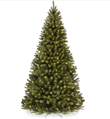 Pre-Lit Artificial Spruce Christmas Tree w/ Foldable Metal Base 6ft