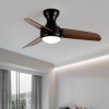 HOFZHi Ceiling Fan with LED Light 36" Small Flush Mount Ceiling Fan Remote Control, Dimmable Indoor Outdoor Quiet DC Motor for Bedroom Kitchen Patio