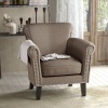 Upholstered Club Chair with Curved Design, Nailhead Trim and Rolled Armrests In Light Coffee $355.20 - 2