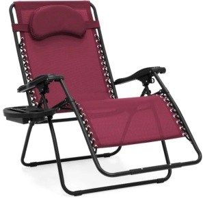 Oversized Reclining Zero Gravity Chair Lounger w/ Cup Holder, Pillow