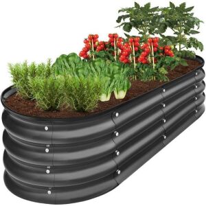 Outdoor Raised Metal Oval Garden Bed, Planter Box - 4x2x1ft 