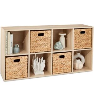 8-Cube Bookshelf, 11in Storage Display w/ Removable Panels, Customizable 