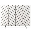 Single Panel Iron Chevron Fireplace Screen w/ Antique Finish 38" x 31" - Appears New 