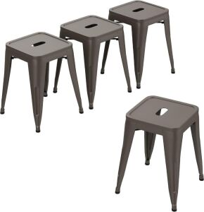  HAOBO Home Industrial Metal Stools, 18", Set of 4 