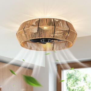 SYTPPLAN Rattan Ceiling Fan with Lights