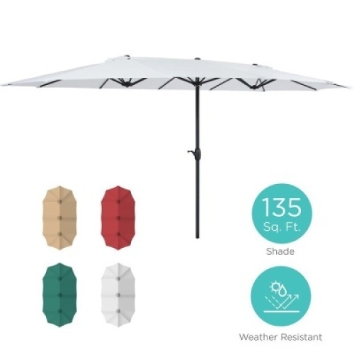 Rectangular Twin Market Patio Umbrella&nbsp;15x9ft - Appears New&nbsp;