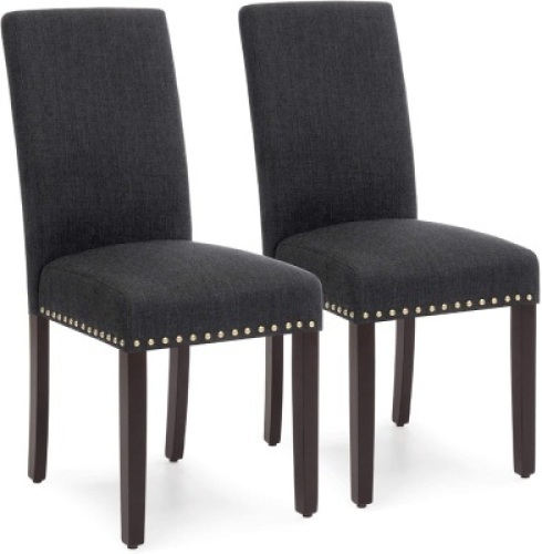Upholstered High Back Padded Accent Dining Chairs w/Wood Legs, Set of 2 - Appears New&nbsp;&nbsp;