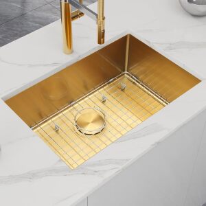 Gold Kitchen Sink, Undermount Single Bowl, Stainless Steel