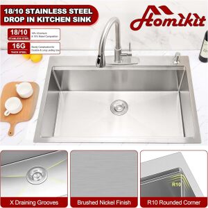 Homikit 33 x 22 Drop In Kitchen Sink