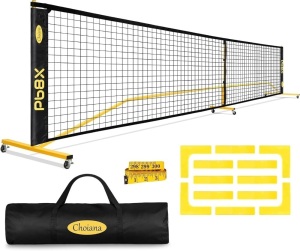 Pickleball Net Portable Driveway Pickleball Nets Outdoor Regulation Size Pickle Ball Nets w/6 Wheels, Court Lines, Durable Frame PE Knited Practice Net for Home Backyard Street