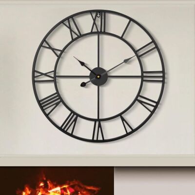 31" Oversize Modern Black Metal Roman Numeral Wall Clock 