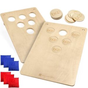 Lot of (5) 2-In-1 Cornhole & Beer Pong Board Game Set w/ 2 Carrying Bags, 6 Bean Bags