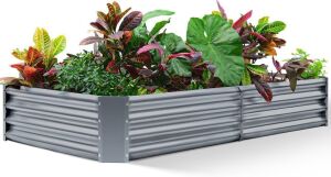 Land Guard 6×3×1ft Galvanized Raised Garden Bed 