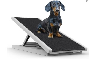 Dog Stairs, Dog Ramps Pet Stairs - Folding Ramp Height Adjustable for High Beds, Sofa, Car Supports up to 120 lbs