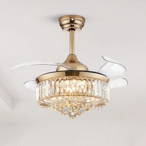 36" Chandelier Fan with Light, Retractable Blades