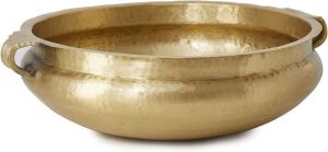 Serene Spaces Hammered Gold Handi Bowl, 5.25" Tall, 15.75" Diameter