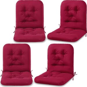 Chunful Tufted Back Chair Cushion, Wine Red, 4 Pack 